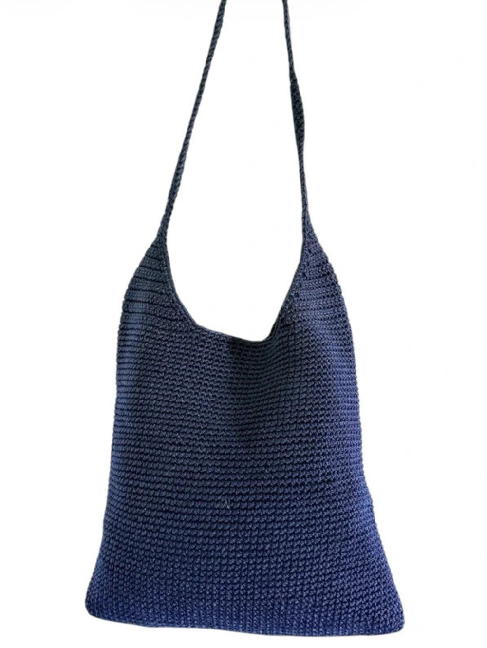 Old Navy Navy Blue Crochet Hobo Shoulder Bag Purse Zipper Closure